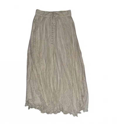 Z & L Europe Women's Long Lace Button Up Skirt In White In Gray