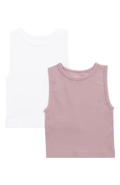 Z By Zella 2-pack Seamless Tanks In Purple Morn/white