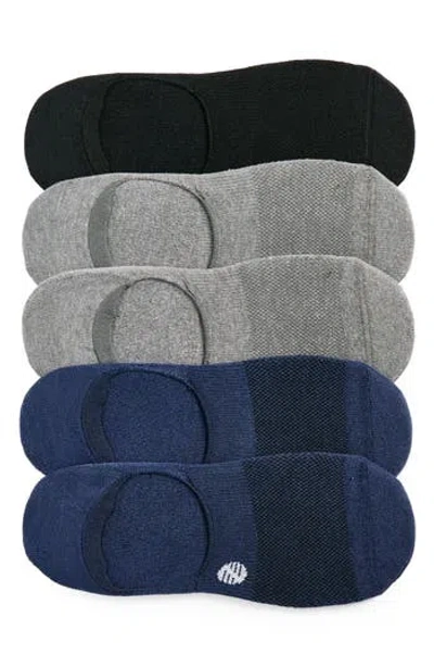 Z By Zella 5-pack All Purpose No Show Liner Socks In Navy Black Grey Multi