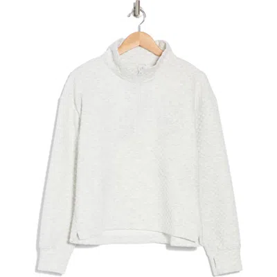 Z By Zella After Match Quarter Zip Pullover In Ivory Grey Heather