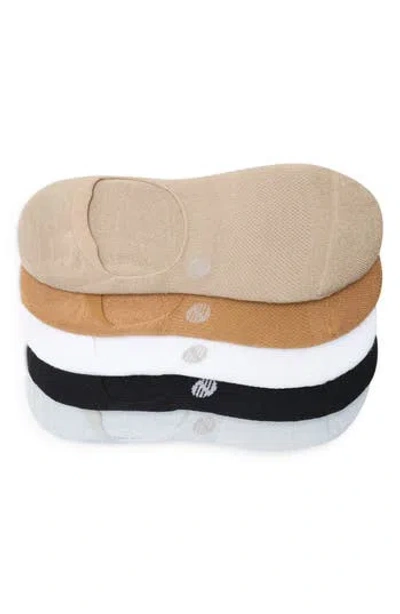 Z By Zella All Purpose Cushioned 5-pack No Show Liner Socks In Brown
