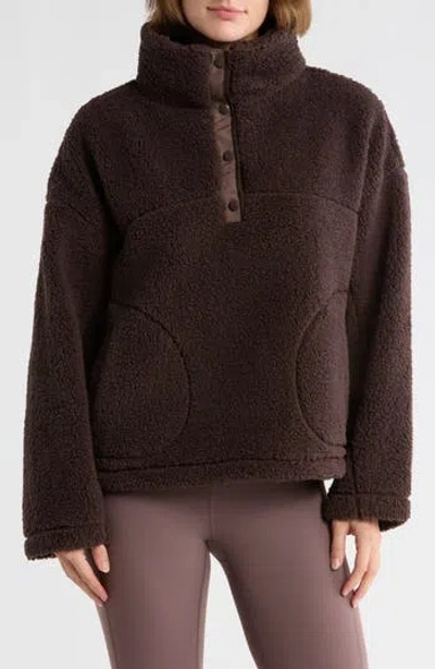Z By Zella Aspen High Pile Fleece Pullover In Brown