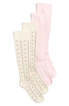 Z By Zella Assorted 2-pack Graduated Compression Knee High Socks In Ivory Floral -pink