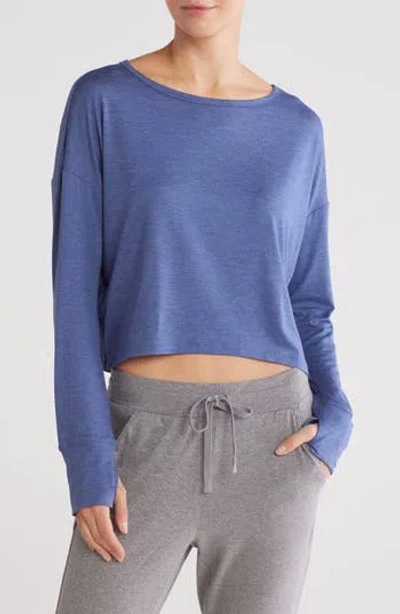 Z By Zella Atmosphere Heather Long Sleeve T-shirt In Blue Indigo