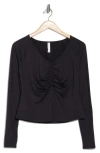Z By Zella Atmosphere Ruched Long Sleeve T-shirt In Black