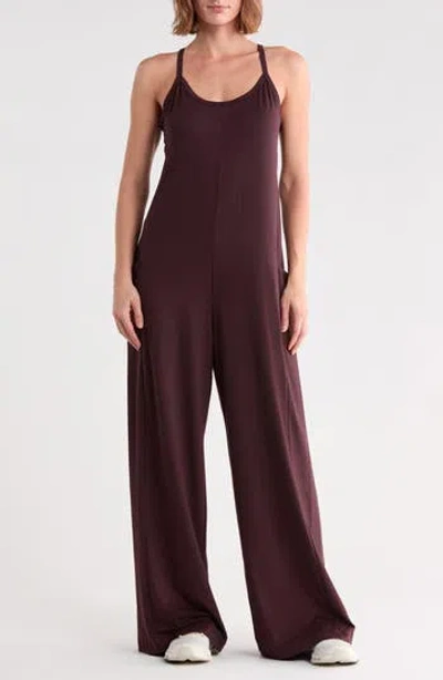 Z By Zella Aura Jumpsuit In Burgundy Fudge Heather