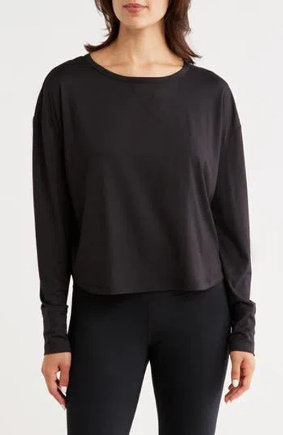 Z By Zella Aura Lite Long Sleeve T-shirt In Black