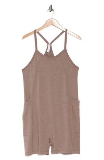 Z By Zella Change Of Heart Romper In Brown Bitter Heather