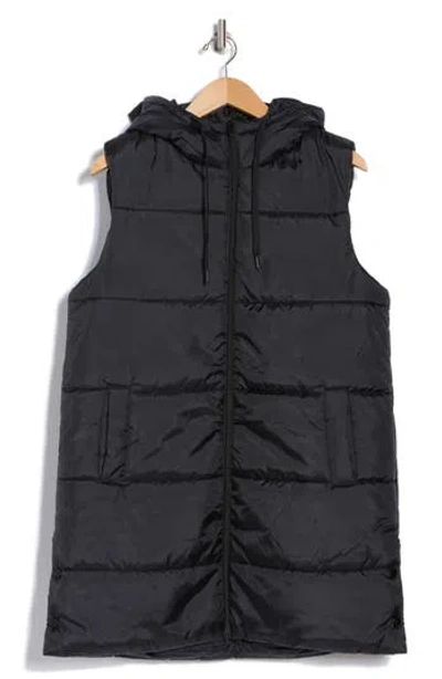 Z By Zella Channel Quilt Hooded Vest In Black