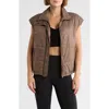 Z By Zella Channel Quilted Puffer Vest In Brown