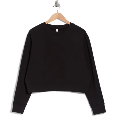 Z By Zella Cozy Crewneck Crop Sweatshirt In Black