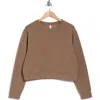 Z By Zella Cozy Crewneck Crop Sweatshirt In Brown Shiitake