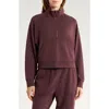 Z By Zella Cozy Scuba Fleece Half-zip Sweatshirt In Burgundy