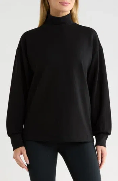 Z By Zella Cozy Whisper Mock Neck Tunic In Black