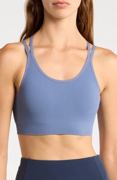 Z By Zella Crossback Seamless Sports Bra In Blue Vintage