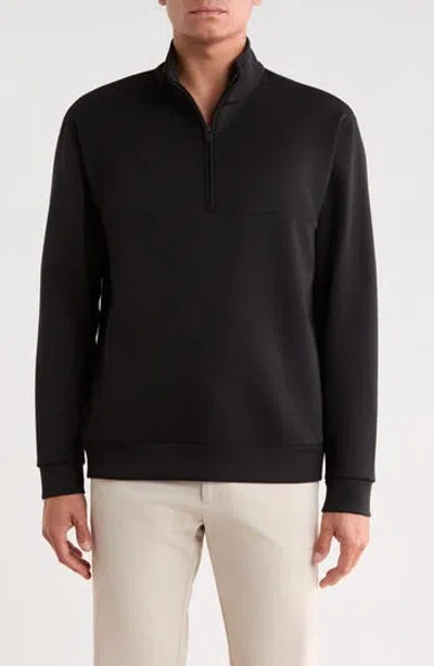 Z By Zella Double Knit Quarter Zip Sweatshirt In Black