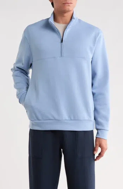 Z By Zella Double Knit Quarter Zip Sweatshirt In Blue