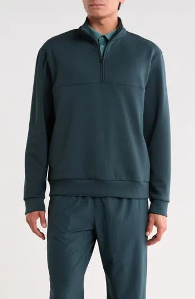Z By Zella Double Knit Quarter Zip Sweatshirt In Green