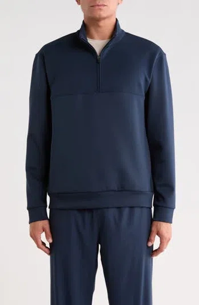 Z By Zella Double Knit Quarter Zip Sweatshirt In Blue