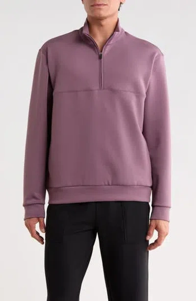 Z By Zella Double Knit Quarter Zip Sweatshirt In Purple Flint