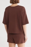 Z By Zella Drawstring Hem Scuba Knit Top In Brown Bitter