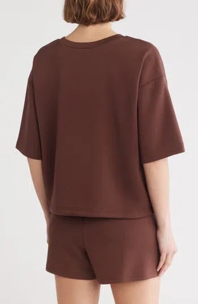 Z By Zella Drawstring Hem Scuba Knit Top In Brown Bitter