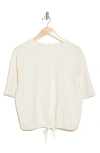 Z By Zella Drawstring Hem Scuba Knit Top In Ivory Egret