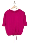 Z By Zella Drawstring Hem Scuba Knit Top In Pink Plumier