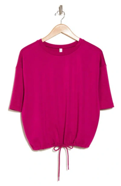 Z By Zella Drawstring Hem Scuba Knit Top In Pink Plumier