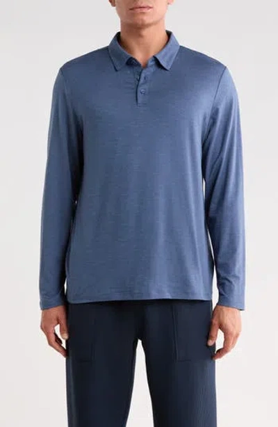 Z By Zella Energy Trainer Long Sleeve Polo In Blue Vintage Heather