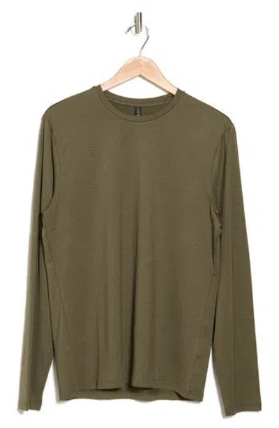 Z By Zella Essential Long Sleeve Performance T-shirt In Olive Night