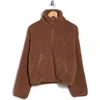 Z By Zella Faux Shearling Half Zip Pullover In Brown