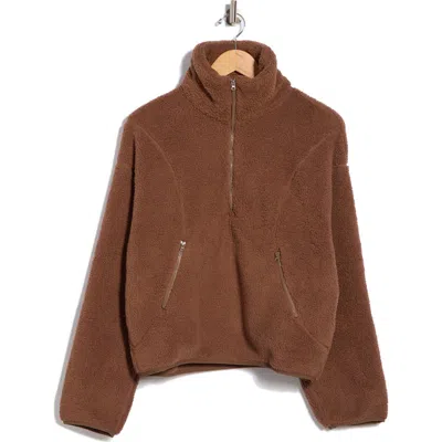 Z By Zella Faux Shearling Half Zip Pullover In Brown