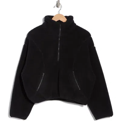 Z By Zella Faux Shearling Half Zip Pullover In Black
