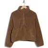 Z By Zella Faux Shearling Half Zip Pullover In Brown Shiitake