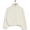 Z By Zella Faux Shearling Half Zip Pullover In Ivory Egret