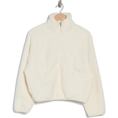 Z By Zella Faux Shearling Half Zip Pullover In Ivory Egret