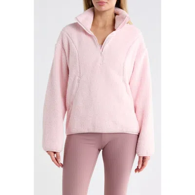 Z By Zella Faux Shearling Half Zip Pullover In Pink