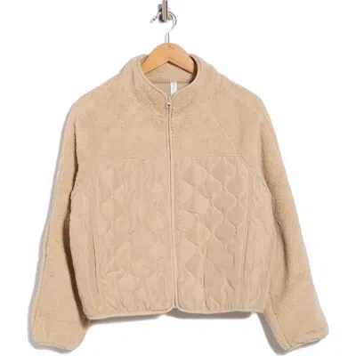 Z By Zella Faux Shearling Mixed Media Jacket In Neutral