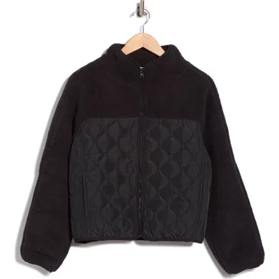 Z By Zella Faux Shearling Mixed Media Jacket In Black