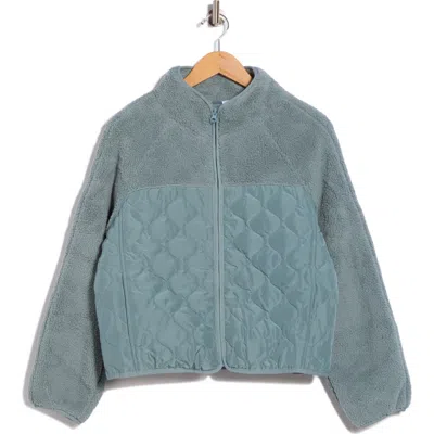 Z By Zella Faux Shearling Mixed Media Jacket In Blue