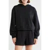 Z By Zella Feather Fleece Cinch Hem Pullover Hoodie In Black
