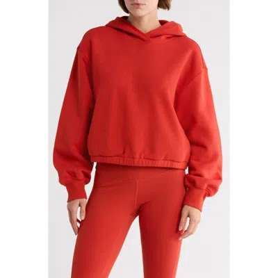 Z By Zella Feather Fleece Cinch Hem Pullover Hoodie In Red