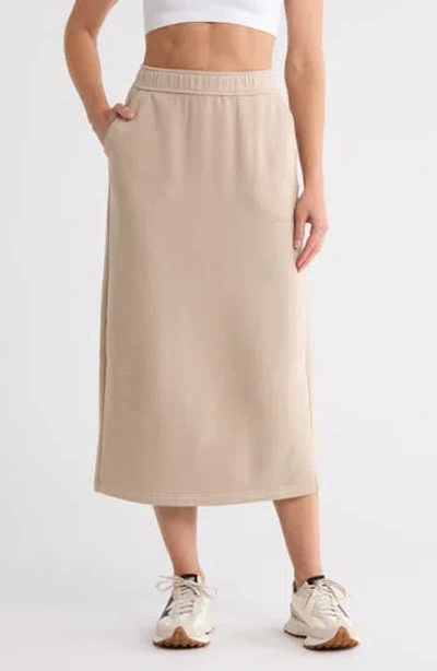 Z By Zella Feather Fleece Midi Skirt In Brown