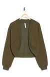Z By Zella Feather Fleece Shrug Cardigan In Olive Night