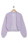 Z By Zella Feather Fleece Shrug Cardigan In Purple Petal