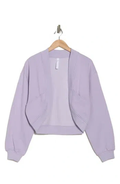 Z By Zella Feather Fleece Shrug Cardigan In Purple Petal