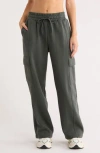 Z By Zella Feather Fleece Utility Pants In Gray