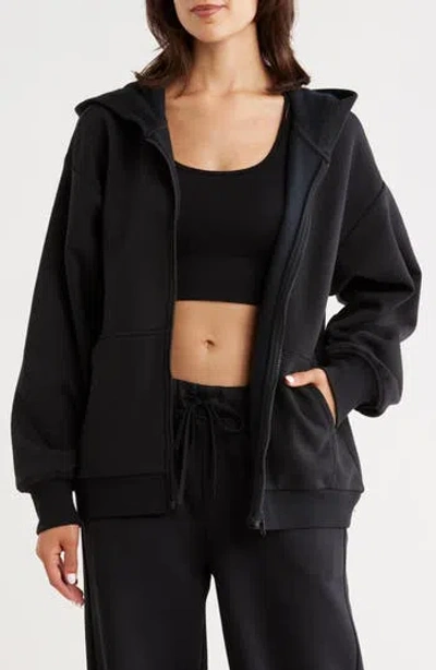 Z By Zella Feather Fleece Zip Hoodie In Black