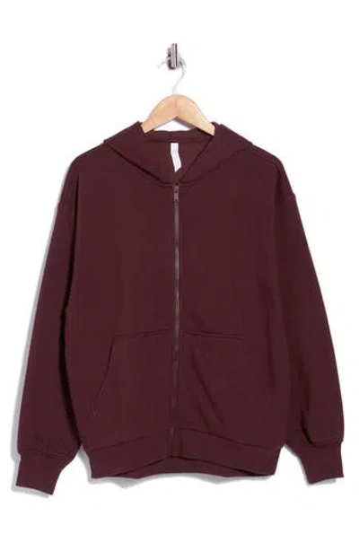 Z By Zella Feather Fleece Zip Hoodie In Burgundy